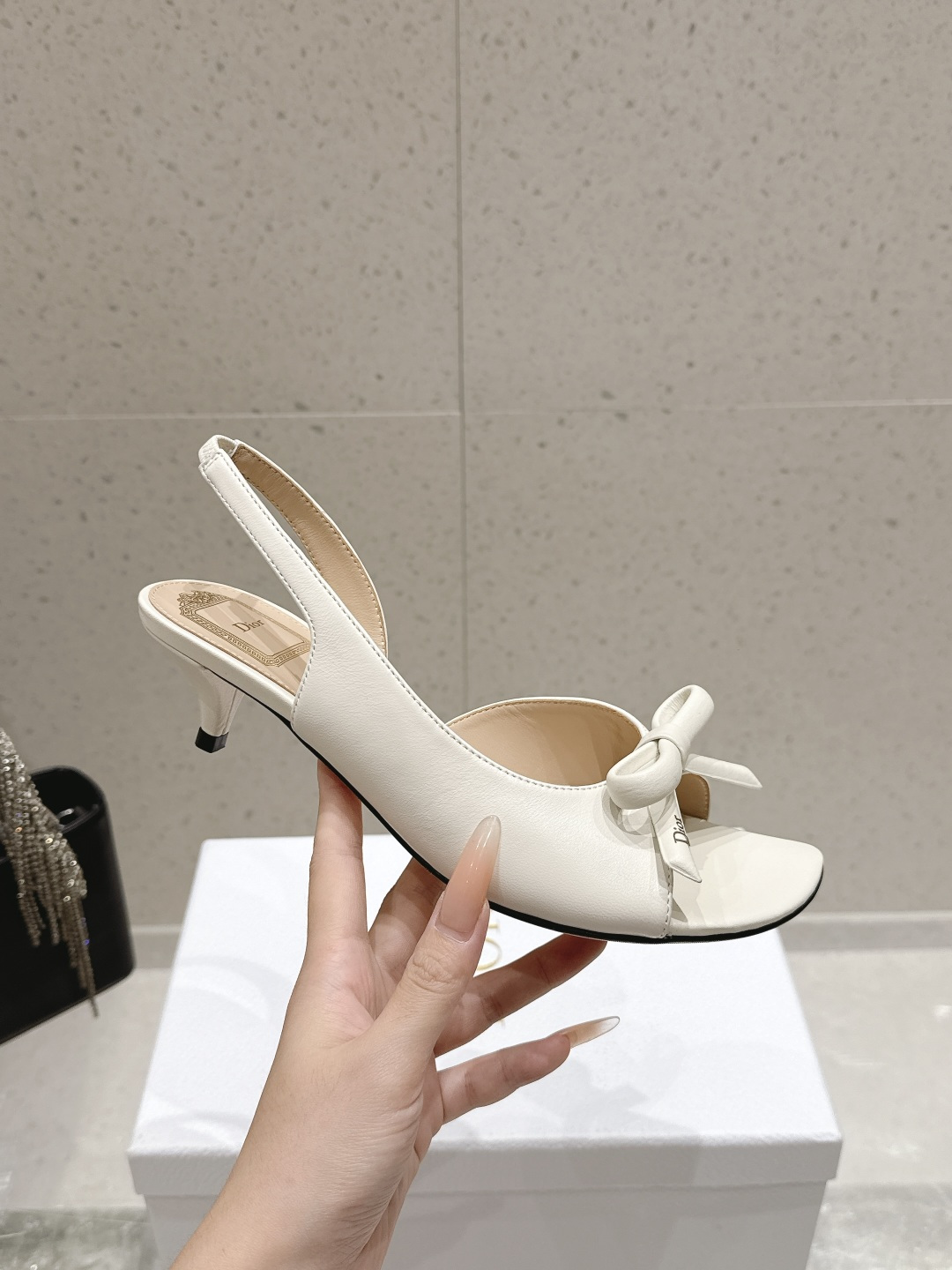 Dior Satin Bow Slingback Sandals