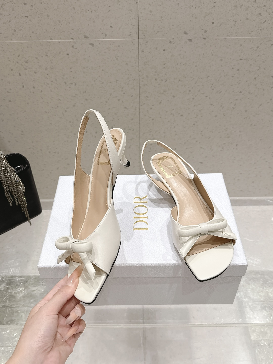 Dior Satin Bow Slingback Sandals