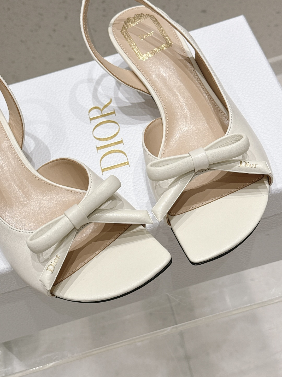 Dior Satin Bow Slingback Sandals