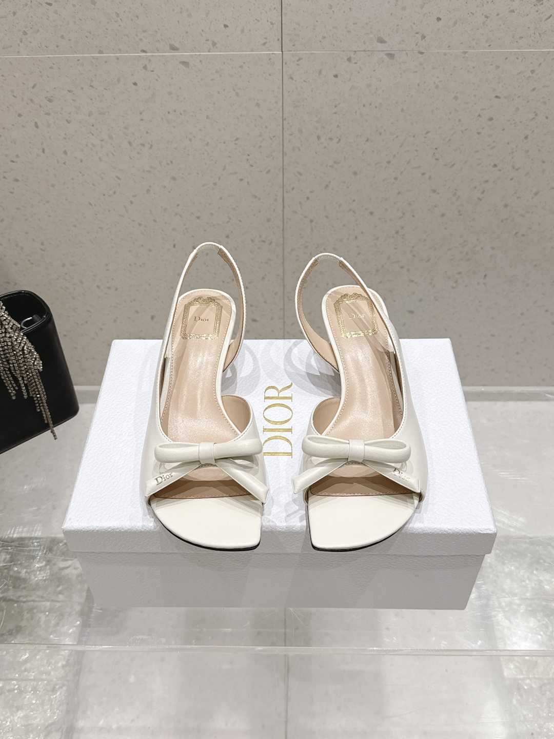 Dior Satin Bow Slingback Sandals