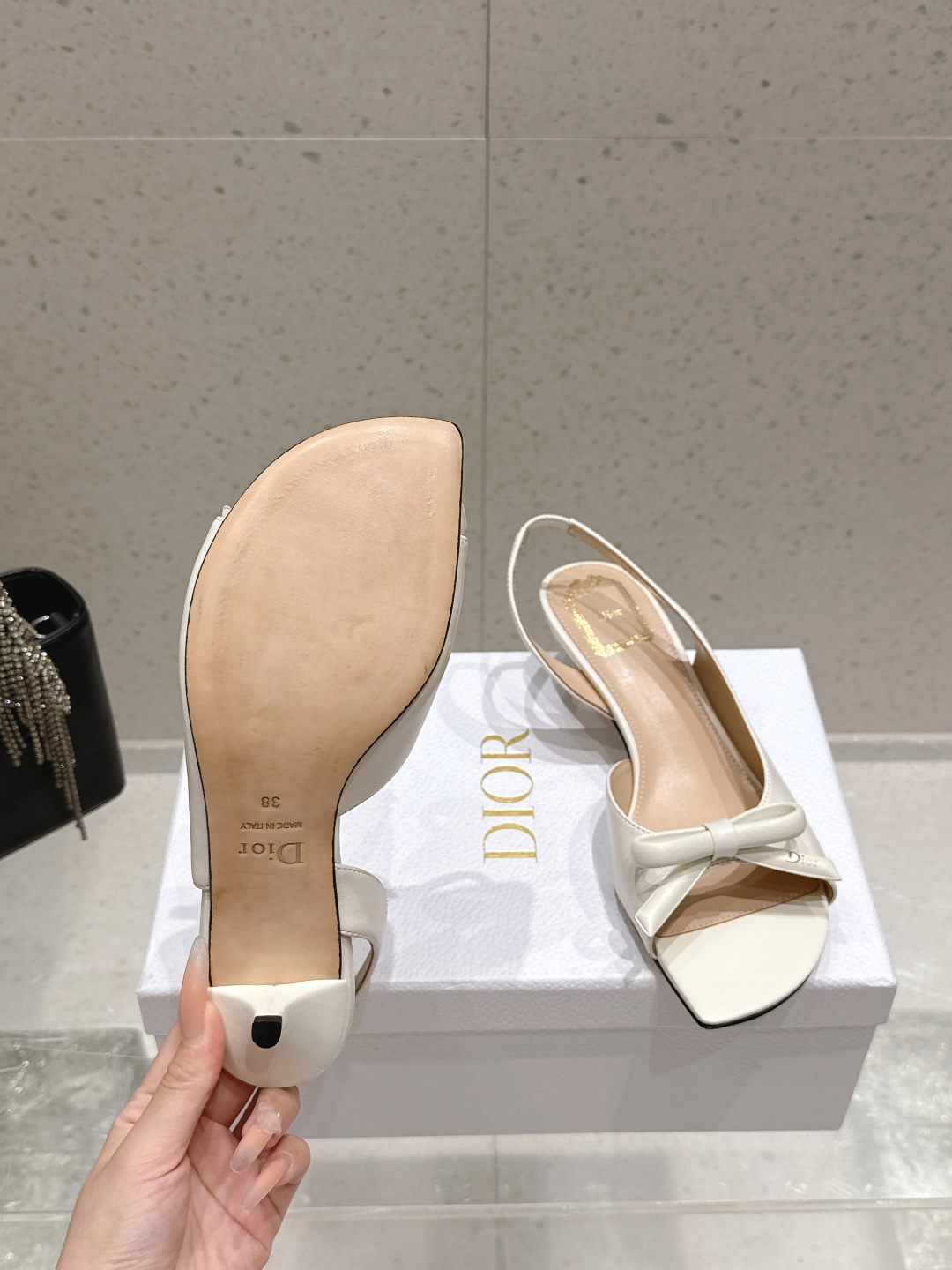 Dior Satin Bow Slingback Sandals