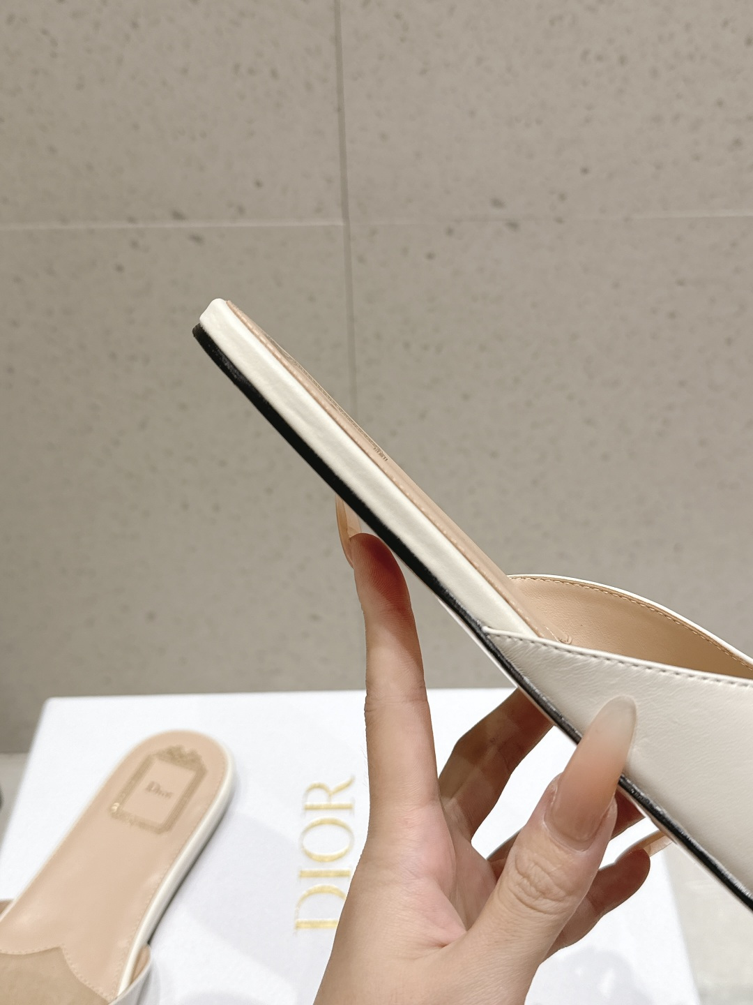 Dior Satin Bow Flat Slide Sandals