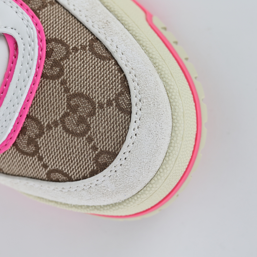 古驰Gucci Re-Web Leather Sneakers 系列低帮复古百搭训练小白板鞋皮革米白乌木色GG红绿标牌