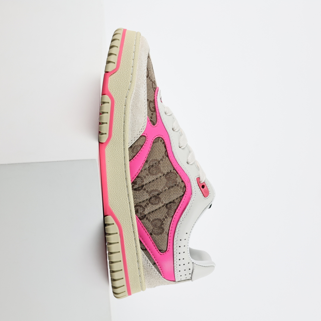 古驰Gucci Re-Web Leather Sneakers 系列低帮复古百搭训练小白板鞋皮革米白乌木色GG红绿标牌