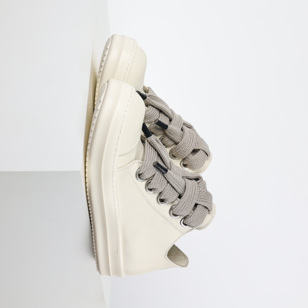 480  X1 Rick Owens Drkshdw 瑞克·欧文斯低帮皮面时尚运动板鞋 米白色