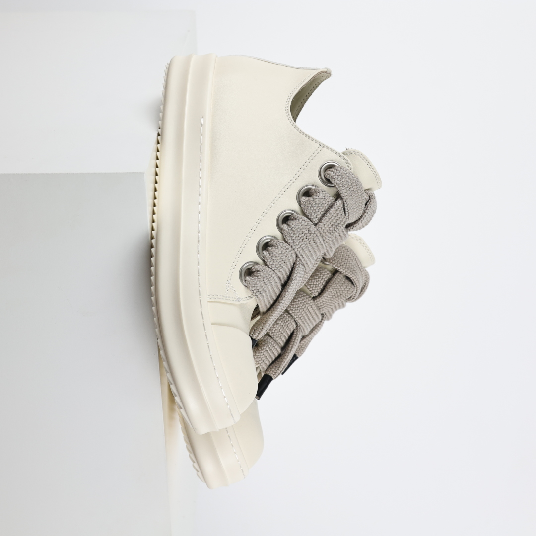 480  X1 Rick Owens Drkshdw 瑞克·欧文斯低帮皮面时尚运动板鞋 米白色