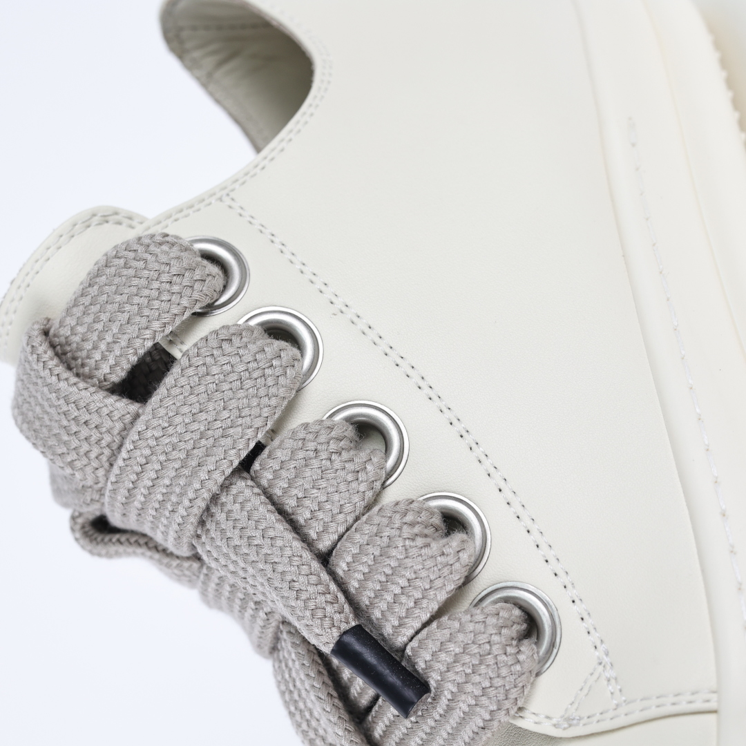 480  X1 Rick Owens Drkshdw 瑞克·欧文斯低帮皮面时尚运动板鞋 米白色