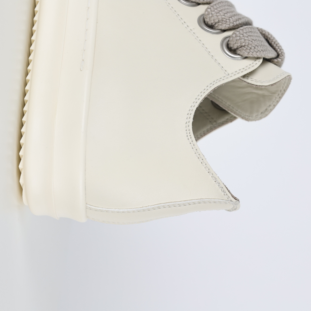 480  X1 Rick Owens Drkshdw 瑞克·欧文斯低帮皮面时尚运动板鞋 米白色