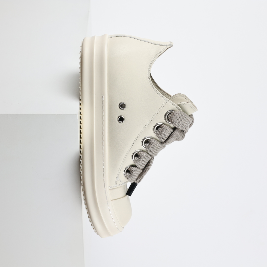480  X1 Rick Owens Drkshdw 瑞克·欧文斯低帮皮面时尚运动板鞋 米白色