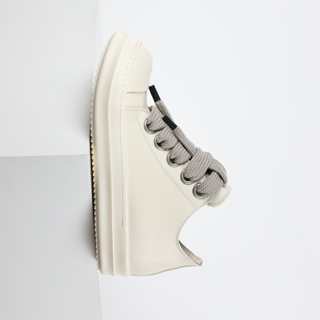 480  X1 Rick Owens Drkshdw 瑞克·欧文斯低帮皮面时尚运动板鞋 米白色
