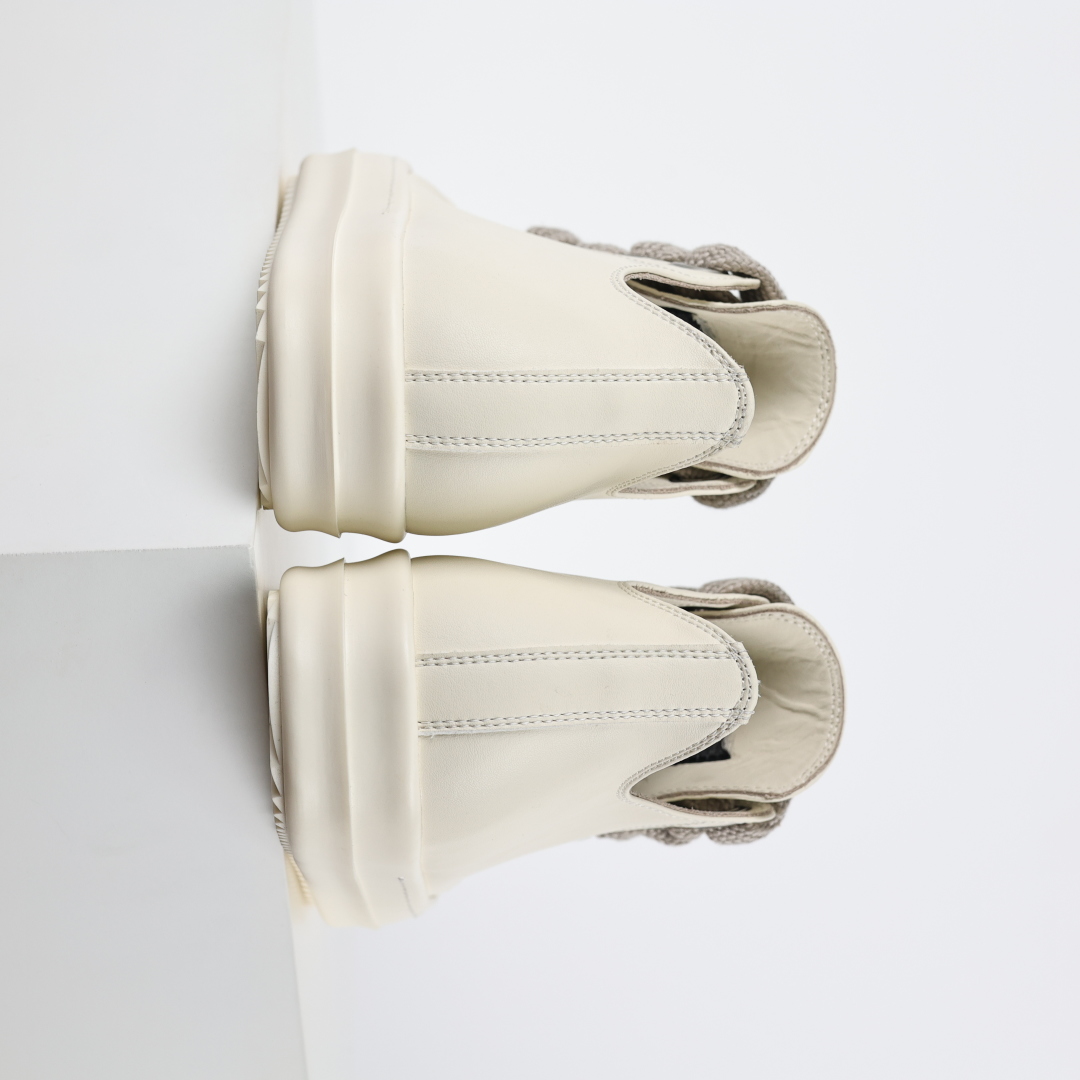 480  X1 Rick Owens Drkshdw 瑞克·欧文斯低帮皮面时尚运动板鞋 米白色