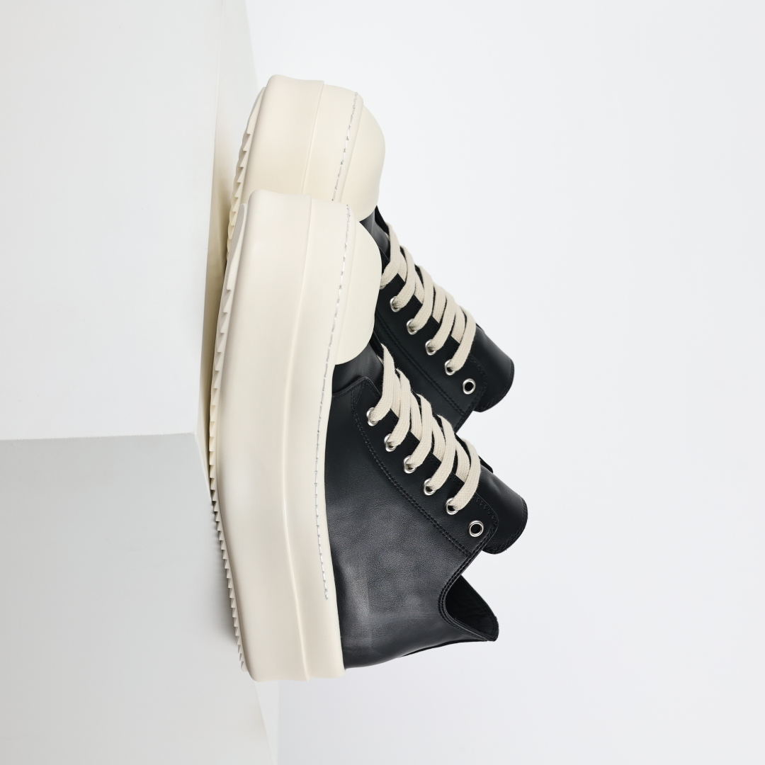 500  X1 Rick Owens Drkshdw 瑞克·欧文斯低帮皮面时尚运动板鞋 黑白厚底