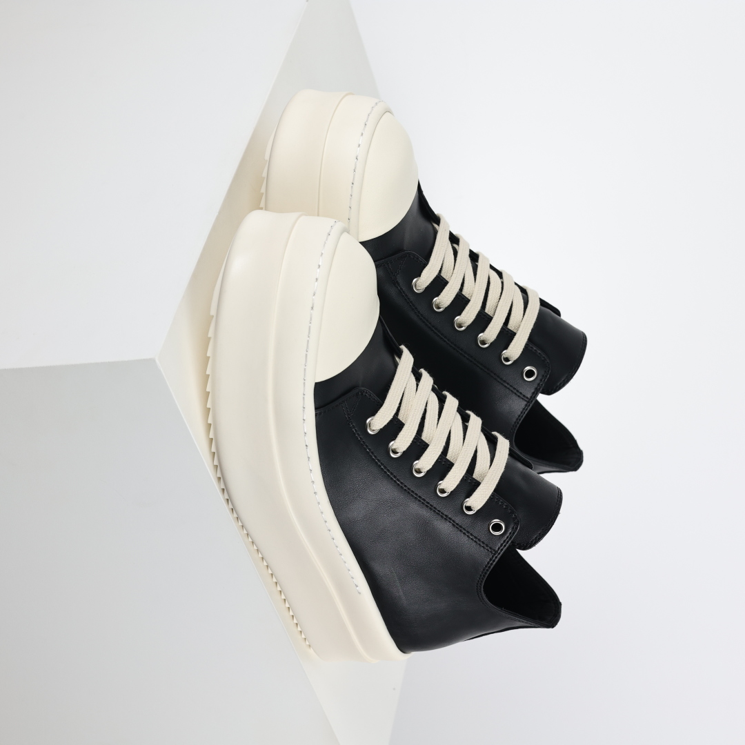 500  X1 Rick Owens Drkshdw 瑞克·欧文斯低帮皮面时尚运动板鞋 黑白厚底