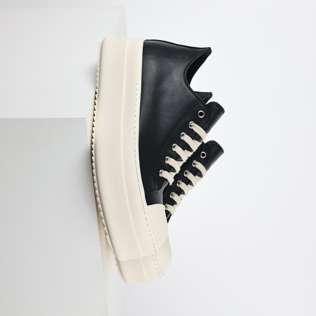 500  X1 Rick Owens Drkshdw 瑞克·欧文斯低帮皮面时尚运动板鞋 黑白厚底