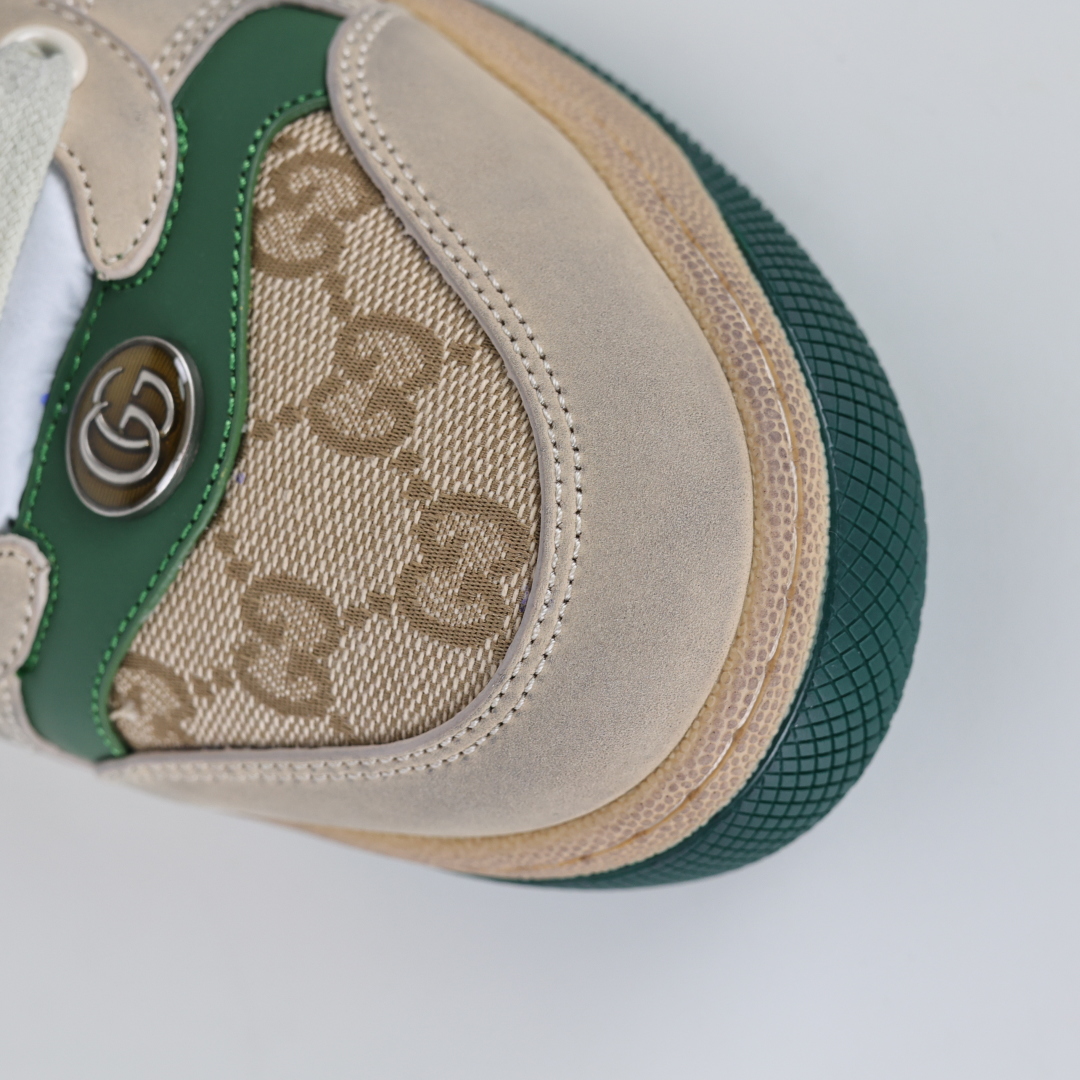 400  Gucci 古驰 Screener 运动休闲时装奢侈品系列 GG珐琅扣 擦脏做旧小脏鞋 “白布海军蓝”