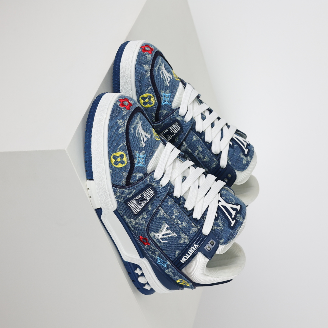 450 村上隆/Takashi Murakami x LOUIS VUITTON Trainer 樱花系列 牛皮革 圆头系带 低帮 板鞋 女款 白色