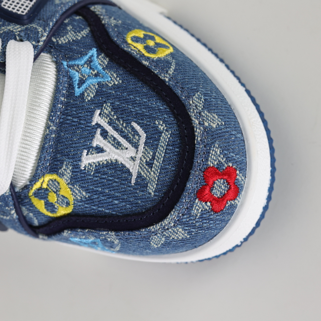 450 村上隆/Takashi Murakami x LOUIS VUITTON Trainer 樱花系列 牛皮革 圆头系带 低帮 板鞋 女款 白色