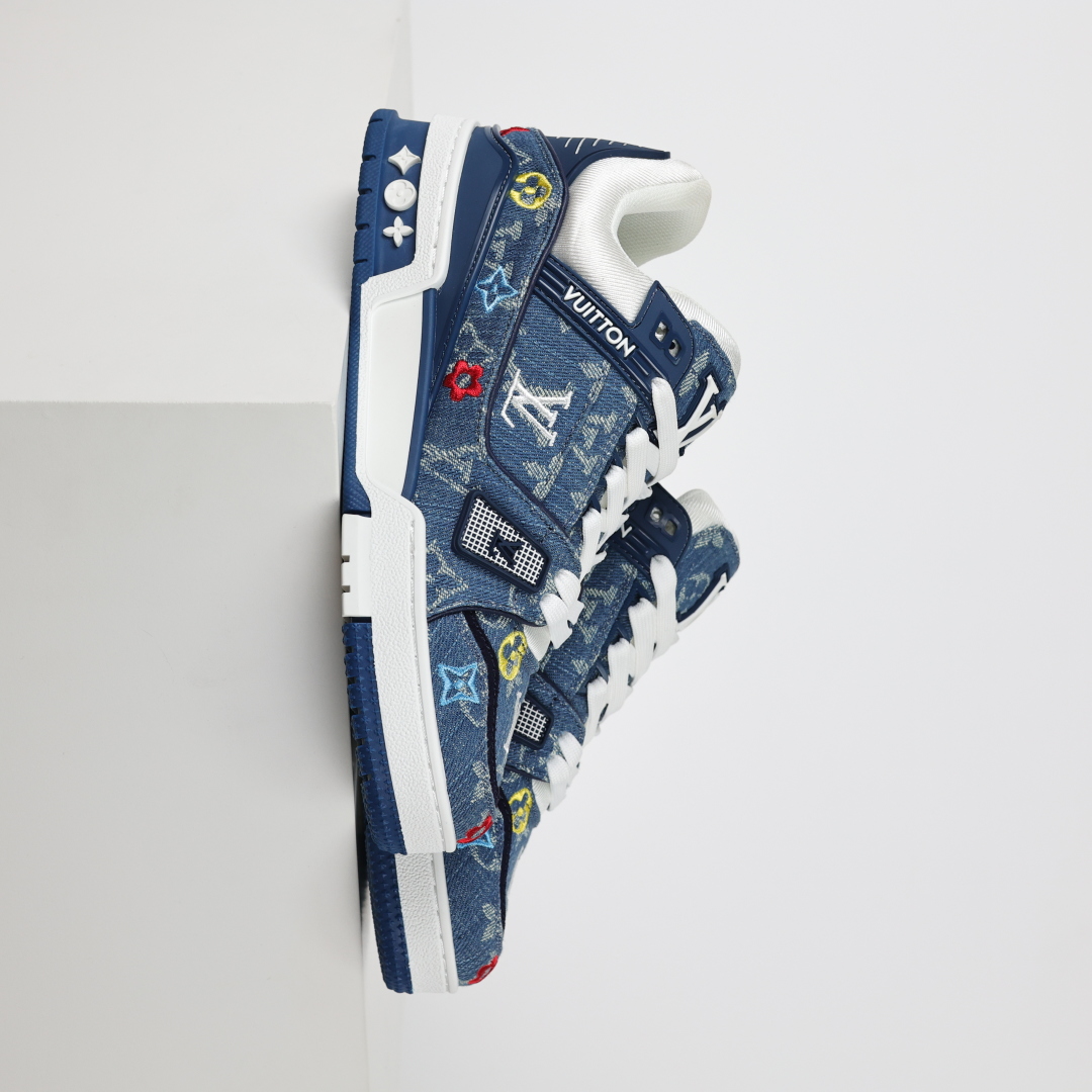 450 村上隆/Takashi Murakami x LOUIS VUITTON Trainer 樱花系列 牛皮革 圆头系带 低帮 板鞋 女款 白色