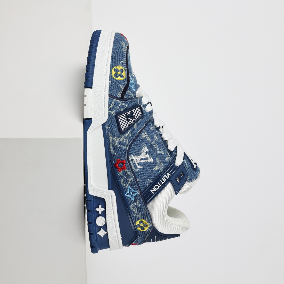 450 村上隆/Takashi Murakami x LOUIS VUITTON Trainer 樱花系列 牛皮革 圆头系带 低帮 板鞋 女款 白色