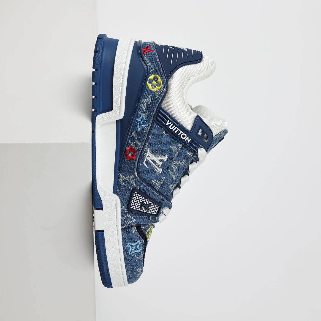 450 村上隆/Takashi Murakami x LOUIS VUITTON Trainer 樱花系列 牛皮革 圆头系带 低帮 板鞋 女款 白色