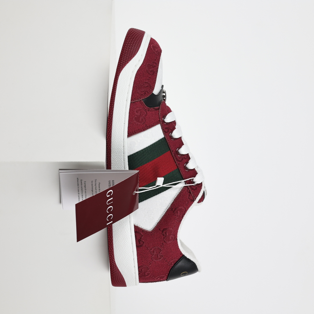 400 Gucci 古驰 Screener 运动休闲时装奢侈品系列 GG珐琅扣 擦脏做旧小脏鞋