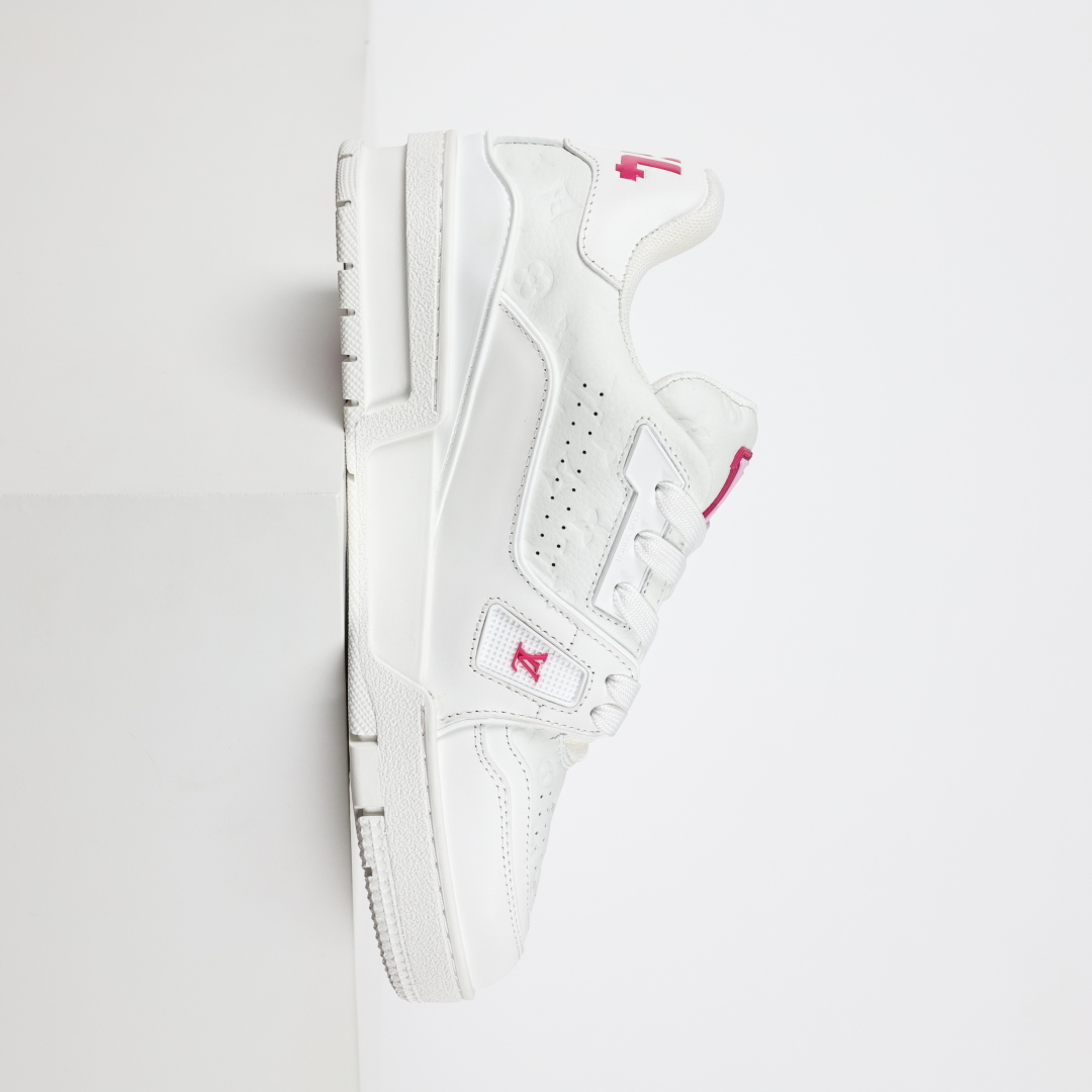 村上隆/Takashi Murakami x LOUIS VUITTON Trainer 樱花系列 牛皮革 圆头系带 低帮 板鞋 女款 白色