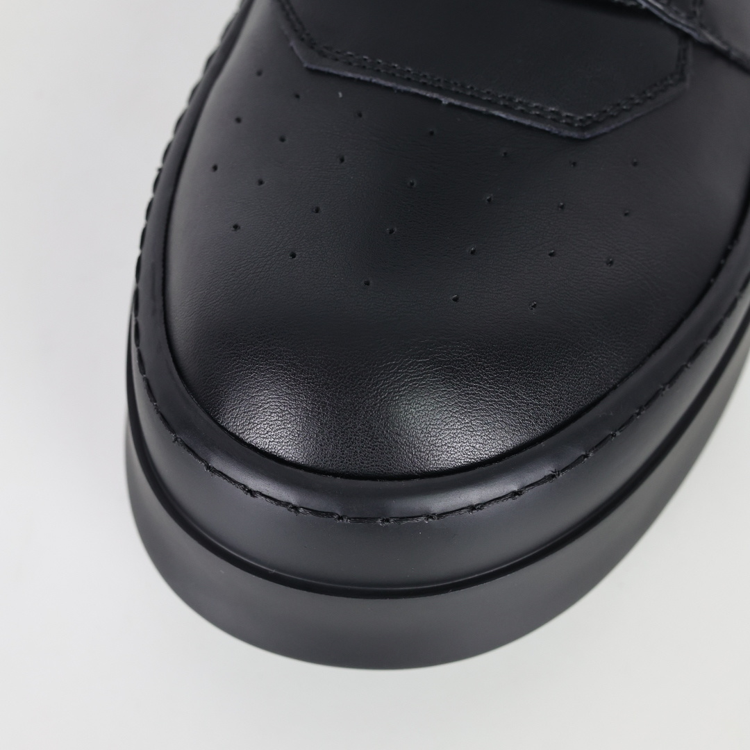 Rick Owens Drkshdw 瑞克·欧文斯皮面倒三角高帮时尚厚底运动板鞋 全黑 二级市场已经7