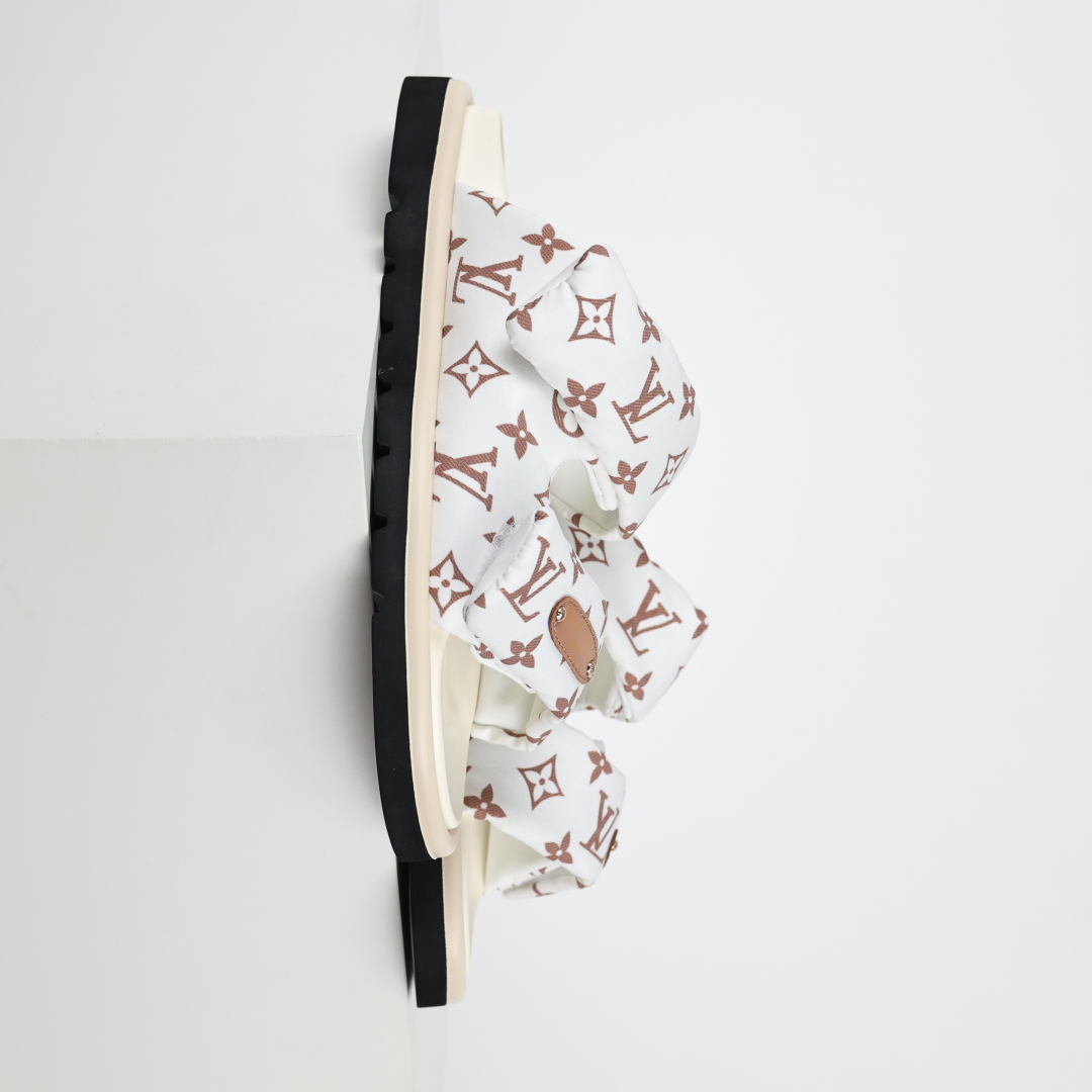 LOUIS VUITTON ｜路易威登2025ss最新春夏款 村上隆/Takashi Murakami x LOUIS Pool Pillow Comfort 皮革 圆头套脚一字拖鞋