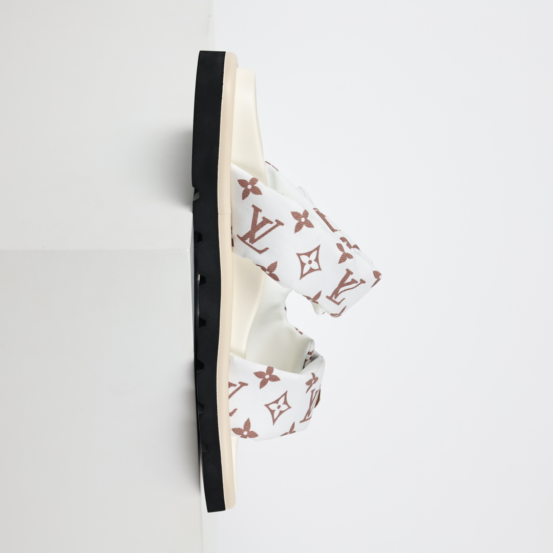 LOUIS VUITTON ｜路易威登2025ss最新春夏款 村上隆/Takashi Murakami x LOUIS Pool Pillow Comfort 皮革 圆头套脚一字拖鞋