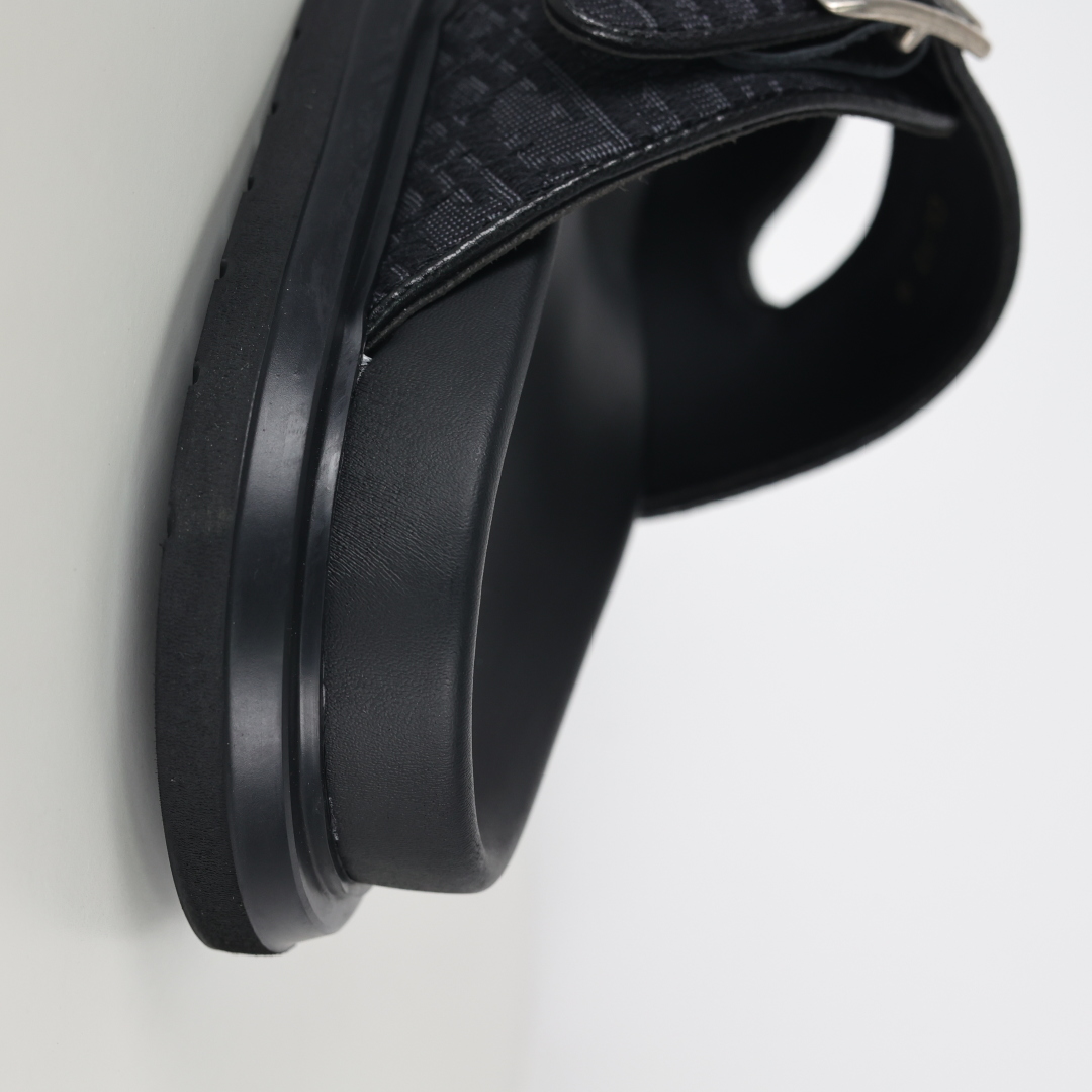 Dior 迪奥 Aqua 圆头平底 牛仔字母印花一字拖鞋 黑色