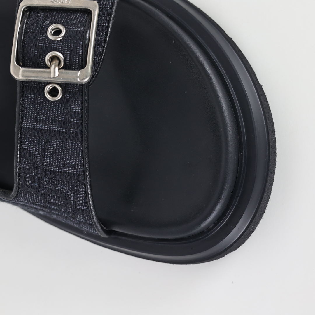 Dior 迪奥 Aqua 圆头平底 牛仔字母印花一字拖鞋 黑色