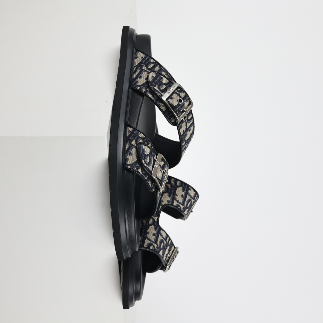 Dior 迪奥 Aqua 圆头平底 牛仔字母印花一字拖鞋经典色