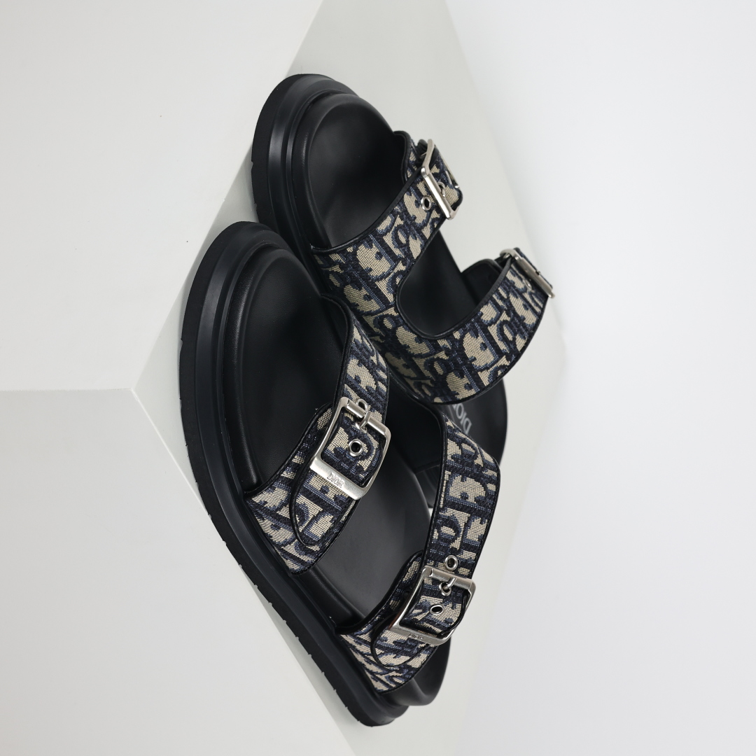 Dior 迪奥 Aqua 圆头平底 牛仔字母印花一字拖鞋经典色