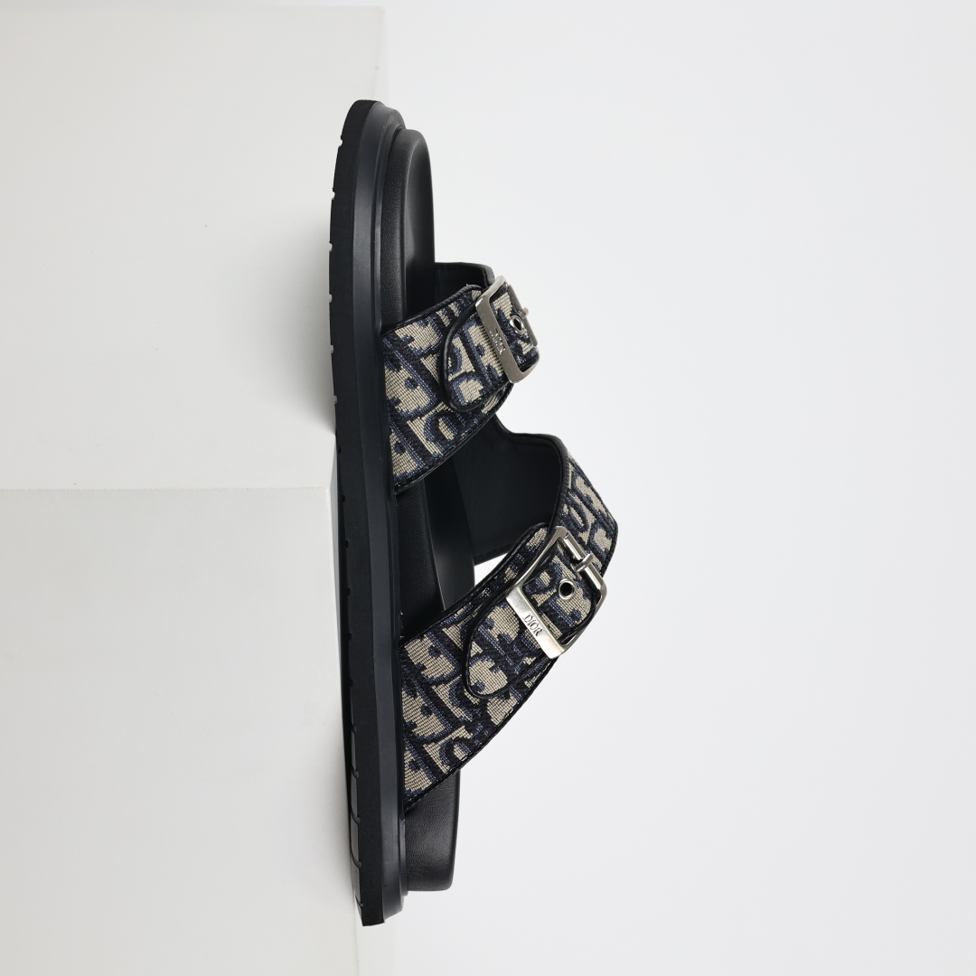 Dior 迪奥 Aqua 圆头平底 牛仔字母印花一字拖鞋经典色