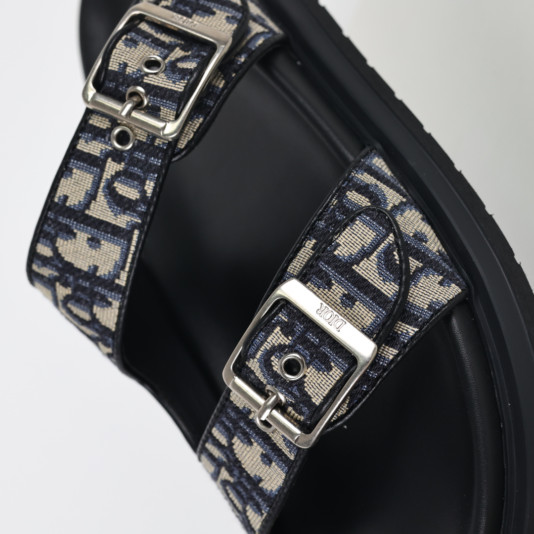 Dior 迪奥 Aqua 圆头平底 牛仔字母印花一字拖鞋经典色