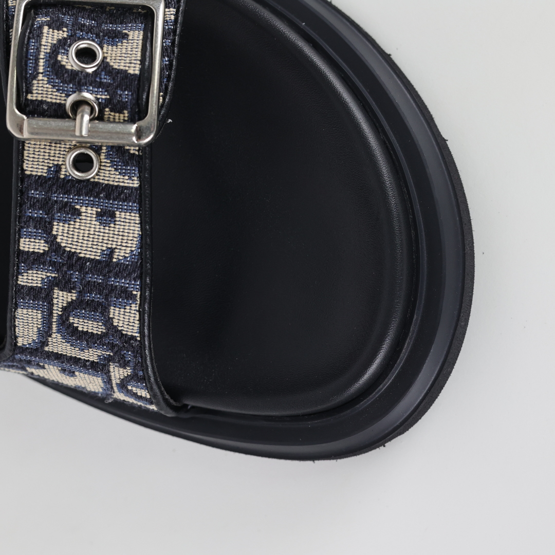 Dior 迪奥 Aqua 圆头平底 牛仔字母印花一字拖鞋经典色