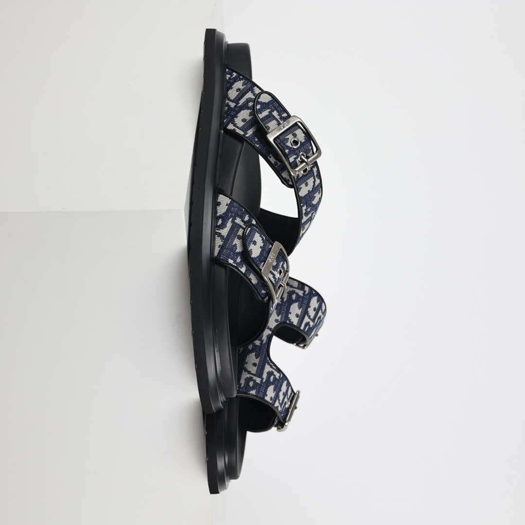 Dior 迪奥 Aqua 圆头平底 牛仔字母印花一字拖鞋 Dior电秀拖鞋 蓝色