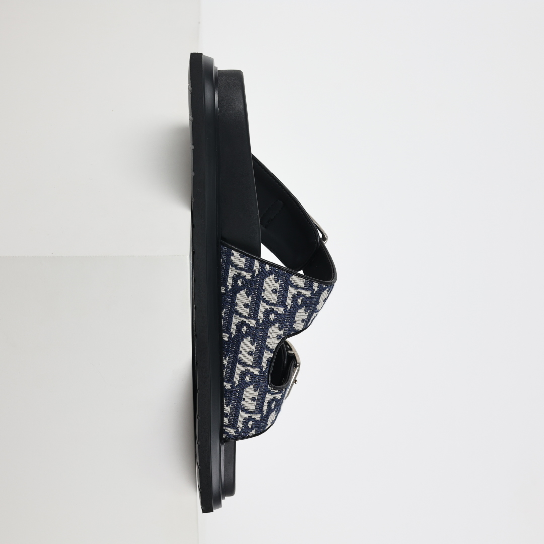 Dior 迪奥 Aqua 圆头平底 牛仔字母印花一字拖鞋 Dior电秀拖鞋 蓝色