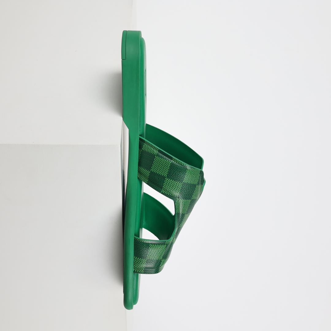 Louis Vuitton Oasis 经典系列2024最新经典款拖鞋款式牛仔布 Lv拖鞋绿色棋盘格