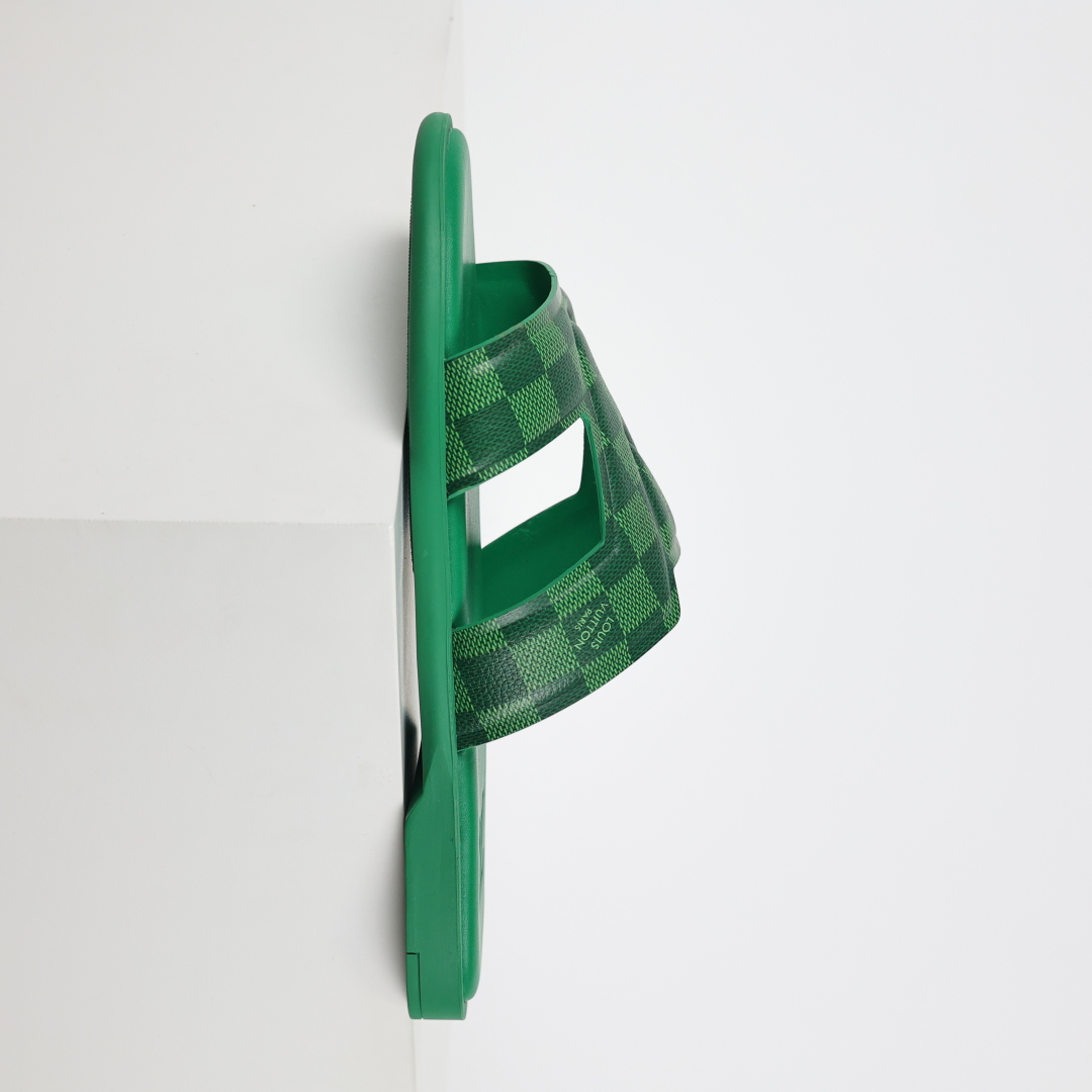 Louis Vuitton Oasis 经典系列2024最新经典款拖鞋款式牛仔布 Lv拖鞋绿色棋盘格