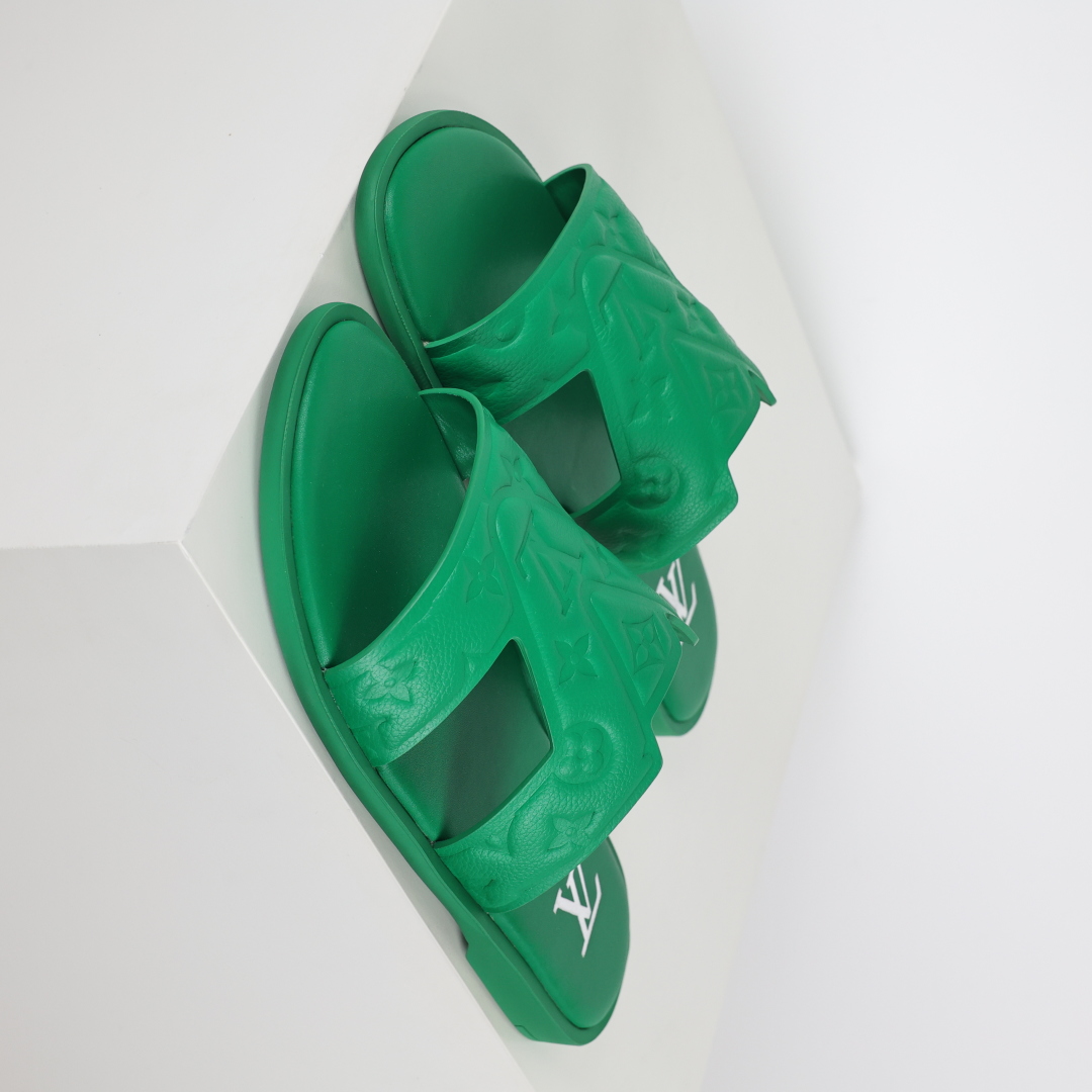 Louis Vuitton Oasis 经典系列2024最新经典款拖鞋款式牛仔布 Lv拖鞋蓝色压花