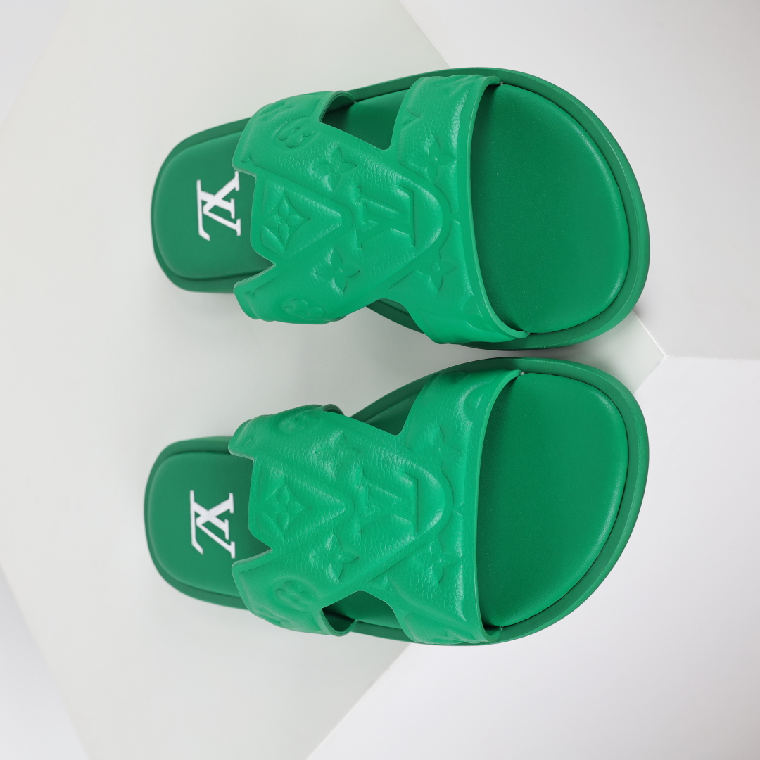 Louis Vuitton Oasis 经典系列2024最新经典款拖鞋款式牛仔布 Lv拖鞋蓝色压花