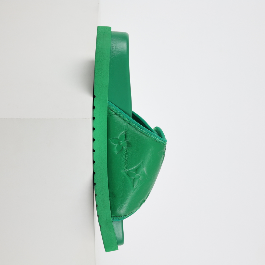 Louis Vuitton Oasis 经典系列2024最新经典款拖鞋款式牛仔布 Lv拖鞋绿色