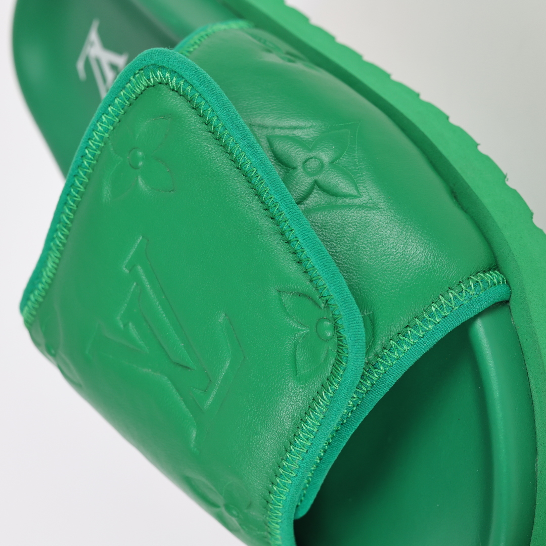 Louis Vuitton Oasis 经典系列2024最新经典款拖鞋款式牛仔布 Lv拖鞋绿色