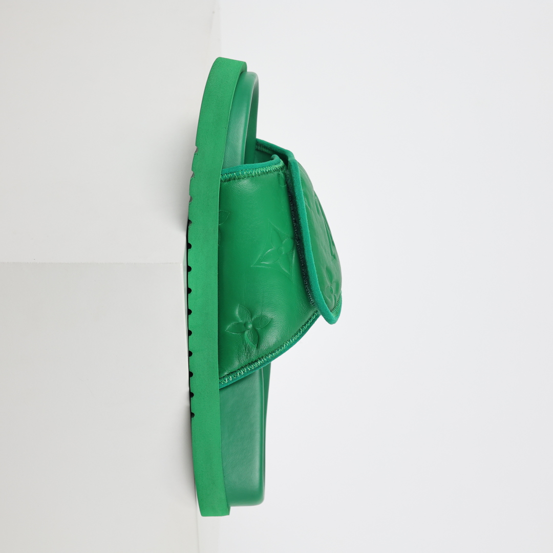 Louis Vuitton Oasis 经典系列2024最新经典款拖鞋款式牛仔布 Lv拖鞋绿色