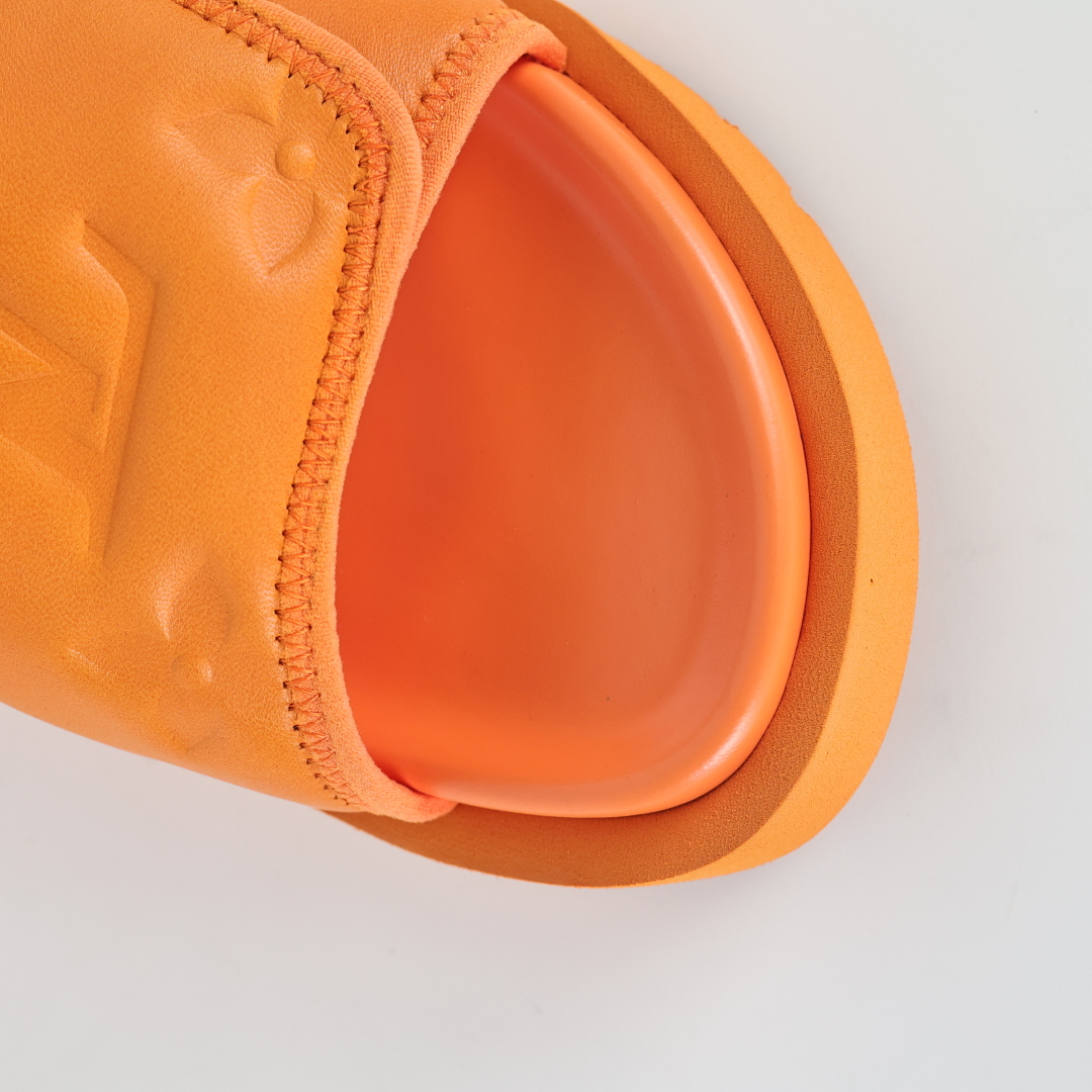 Louis Vuitton Oasis 经典系列2024最新经典款拖鞋款式牛仔布 Lv拖鞋橙色