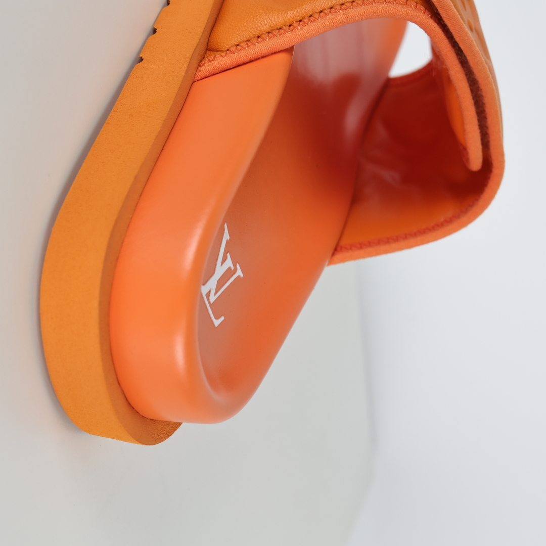 Louis Vuitton Oasis 经典系列2024最新经典款拖鞋款式牛仔布 Lv拖鞋橙色