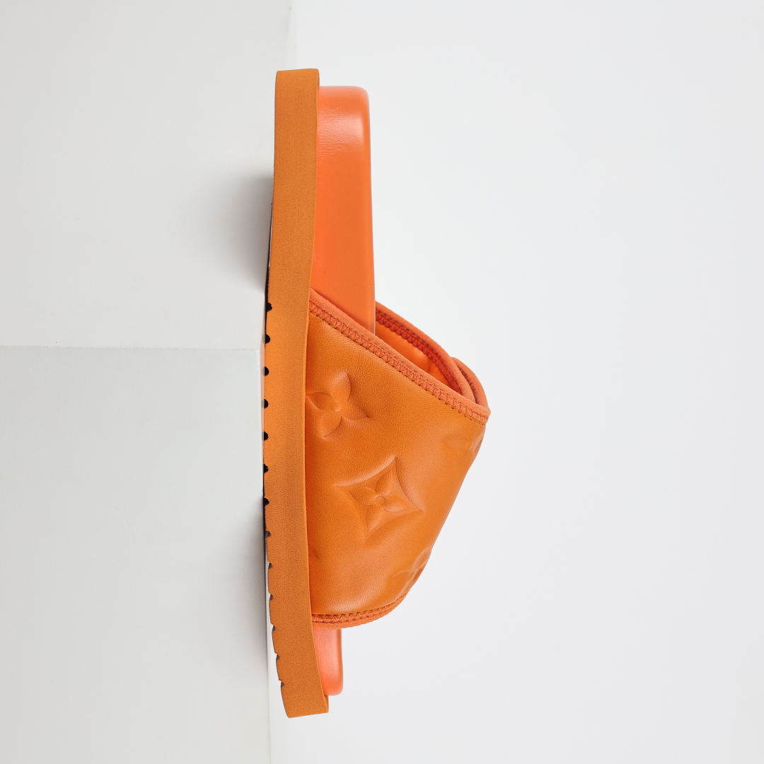 Louis Vuitton Oasis 经典系列2024最新经典款拖鞋款式牛仔布 Lv拖鞋橙色