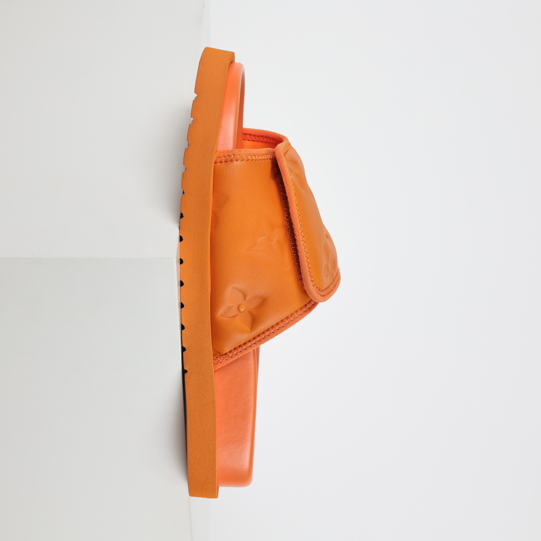 Louis Vuitton Oasis 经典系列2024最新经典款拖鞋款式牛仔布 Lv拖鞋橙色