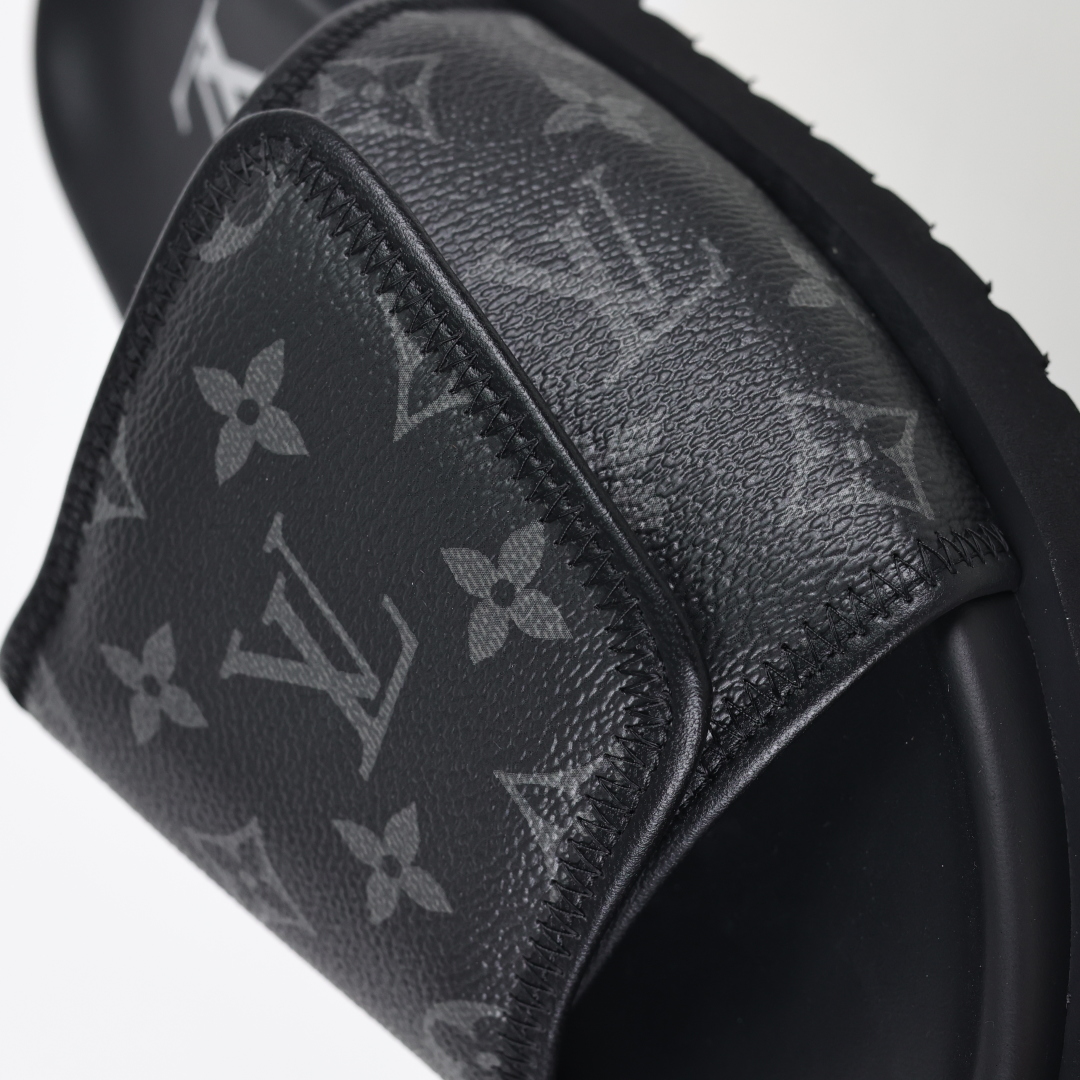 230 Louis Vuitton Oasis 经典系列2024最新经典款拖鞋款式牛仔布 Lv拖鞋黑色老花
